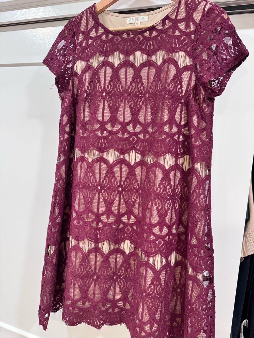 love, Fire Burgundy Lace Overlay Top